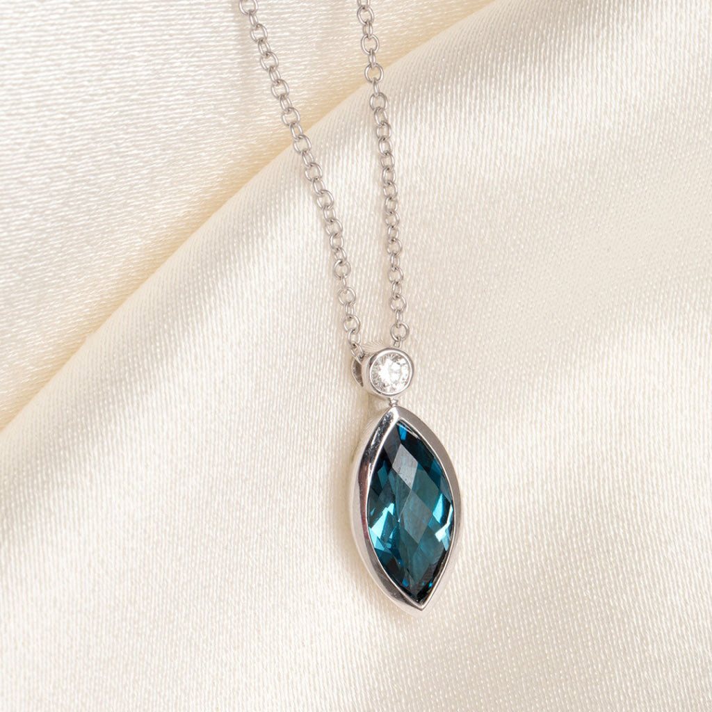 marquise cut london blue topaz necklace