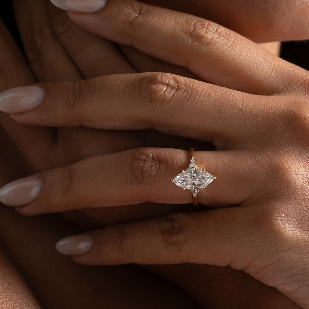 NERINA | Marquise Lab Grown Diamond Engagement Ring in 18ct Gold