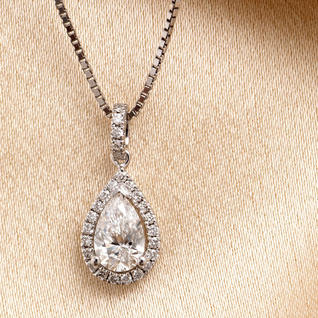 Nobility Pear Lab Grown Diamond Necklace | 18ct White Gold new