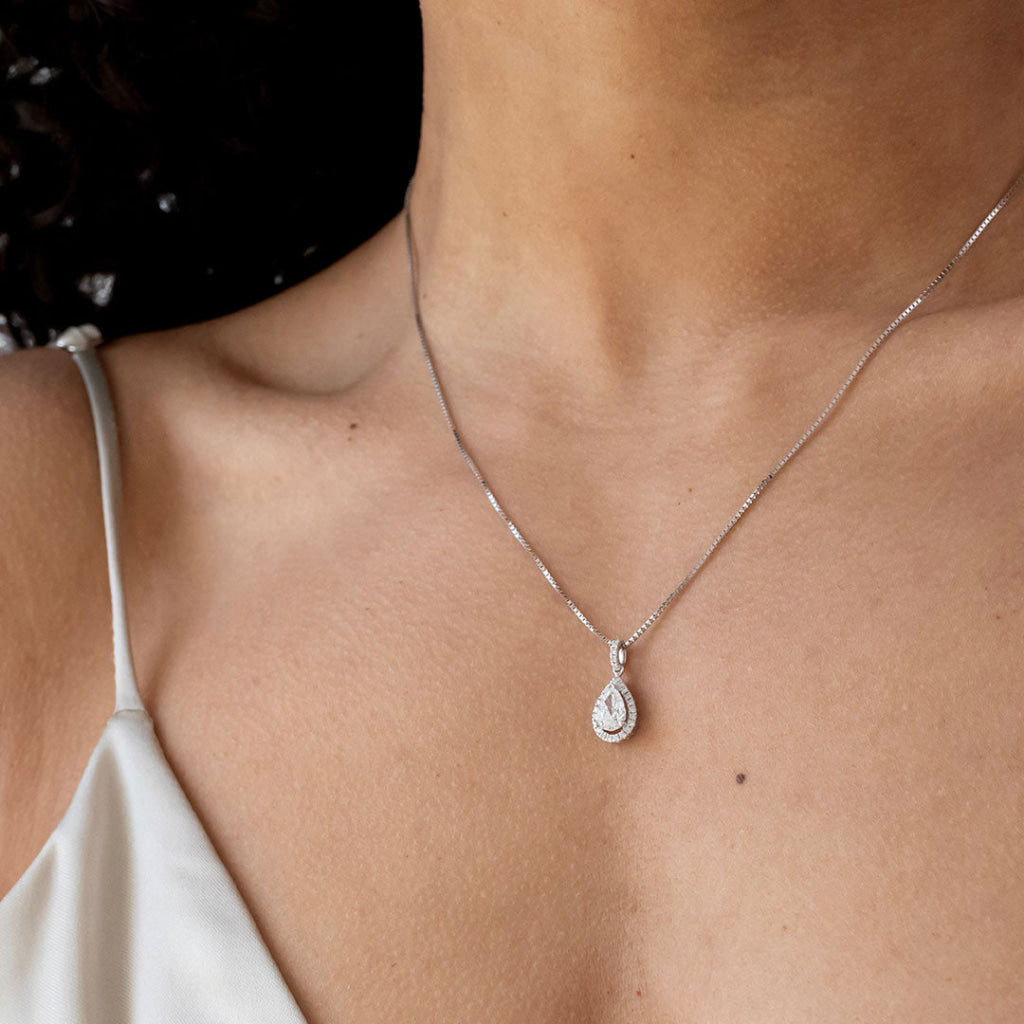 Nobility Pear Lab Grown Diamond Necklace | 18ct White Gold