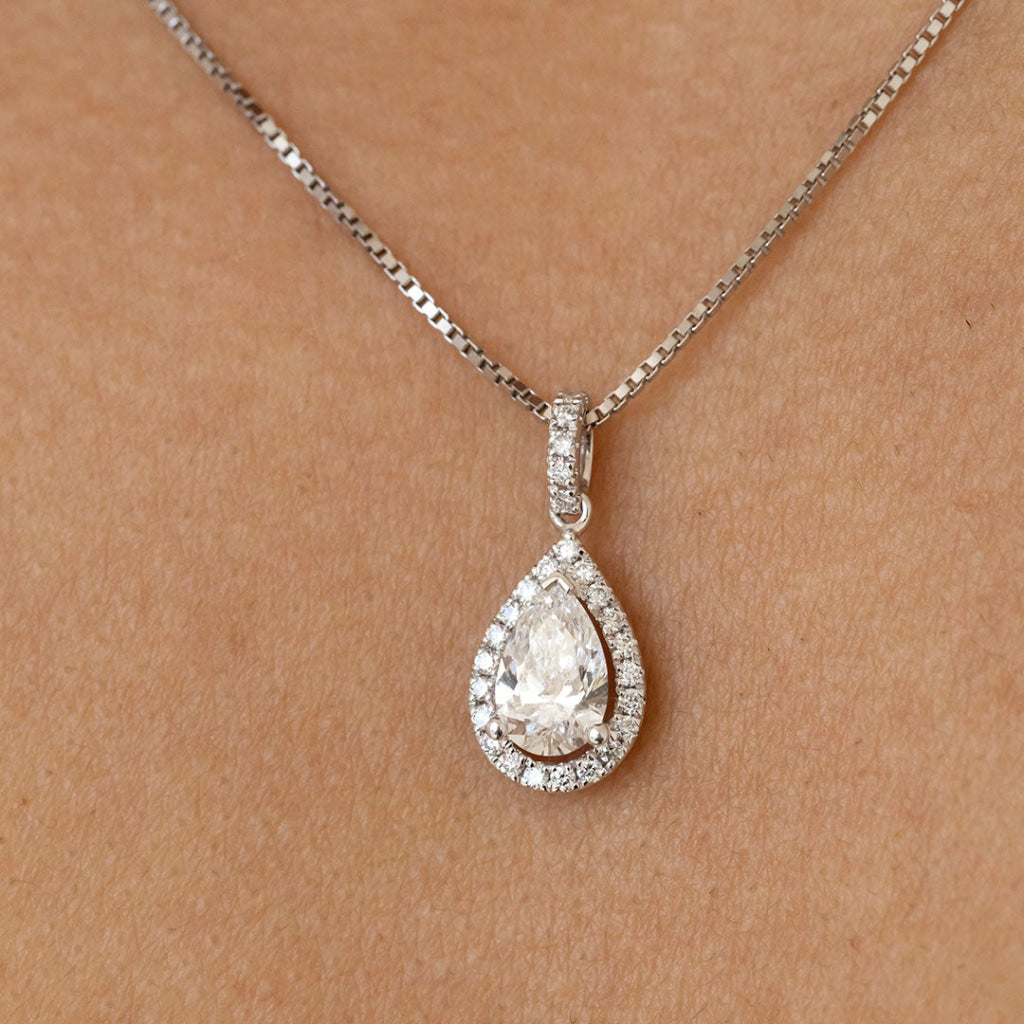 Nobility Pear Lab Grown Diamond Necklace | 18ct White Gold