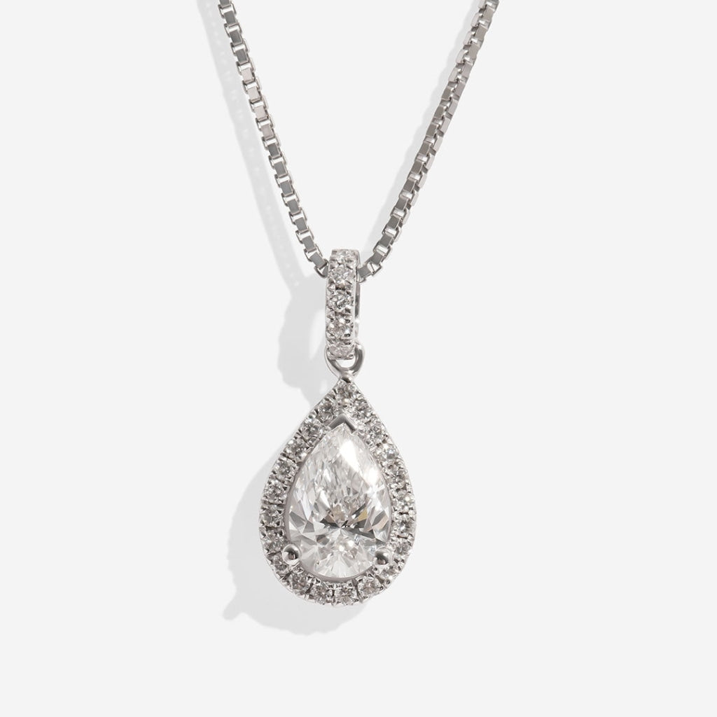 Nobility Pear Lab Grown Diamond Necklace on White Background