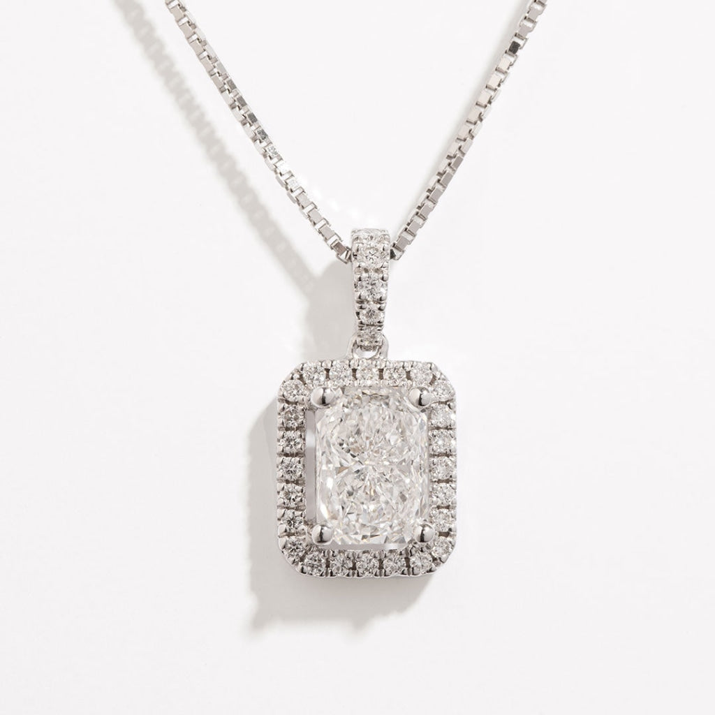 Nobility Radiant Lab Grown Diamond Necklace | 18ct White Gold - Gear Jewellers