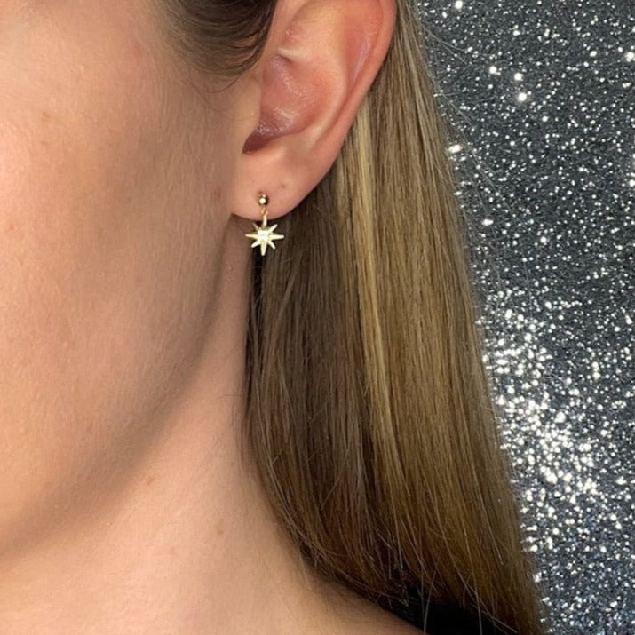 CZ Star Drop Earrings | 9ct Gold