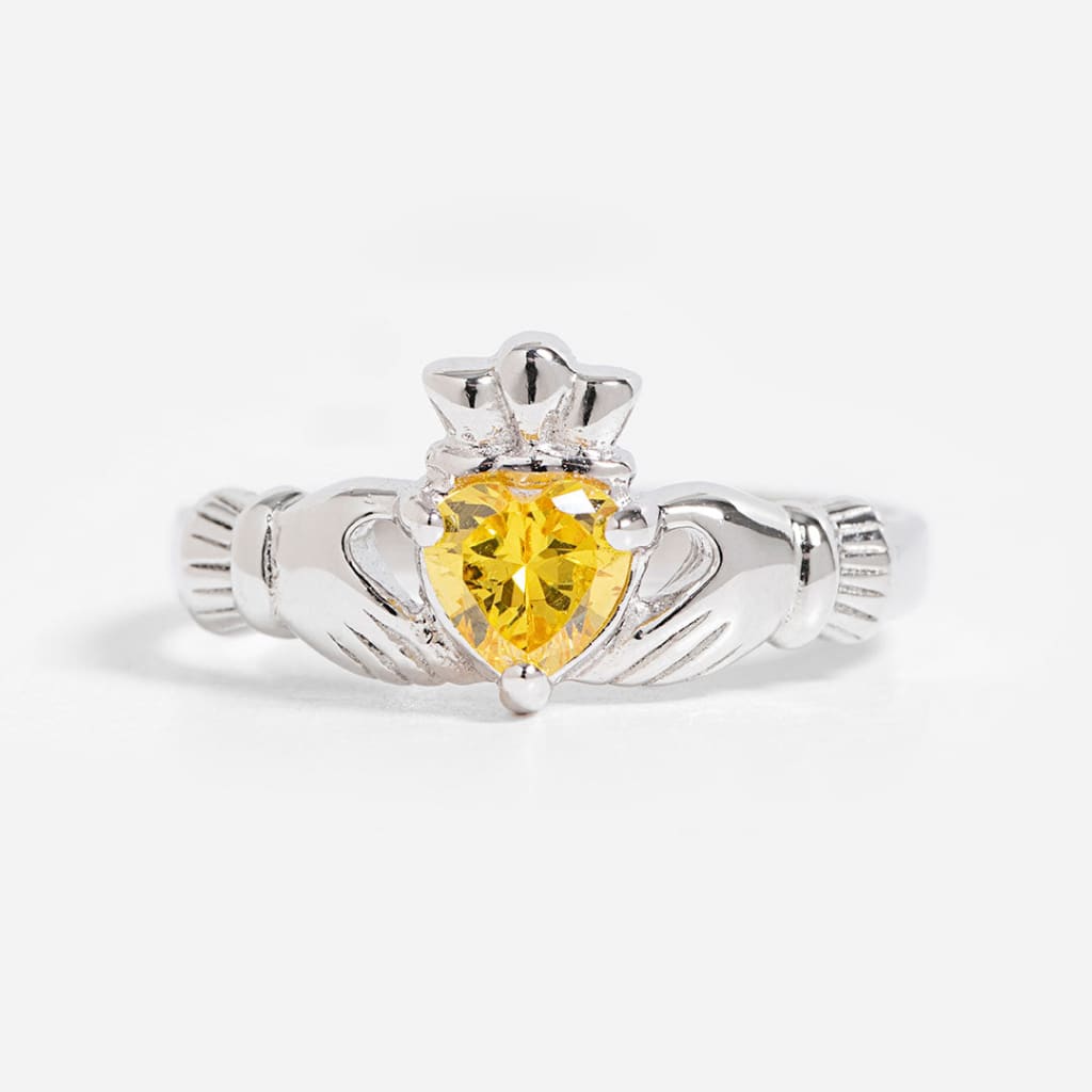 November Birthstone Claddagh Ring | Sterling Silver