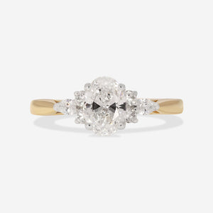 NYLA Oval 0.90ct |  3-Stone Diamond Engagement Ring in 18ct Gold