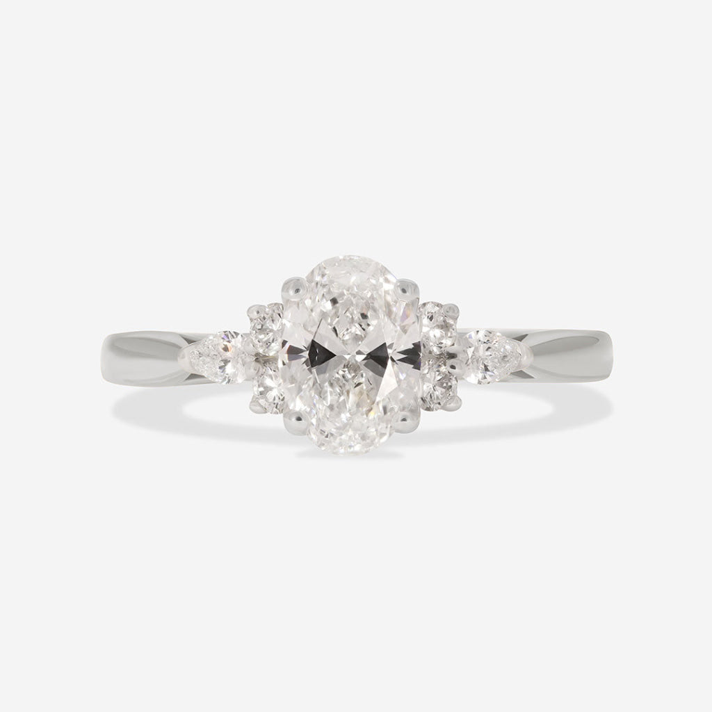 NYLA Oval 0.90ct | Oval 3-Stone Diamond Engagement Ring in Platinum