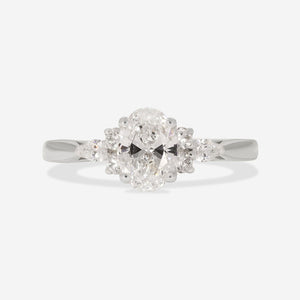 NYLA Oval 0.90ct | Oval 3-Stone Diamond Engagement Ring in Platinum