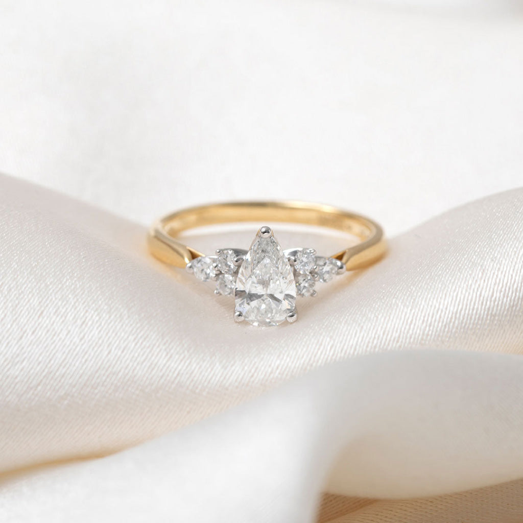 NYLA PEAR 0.90ct| 3 Stone Diamond Engagement Ring in 18ct