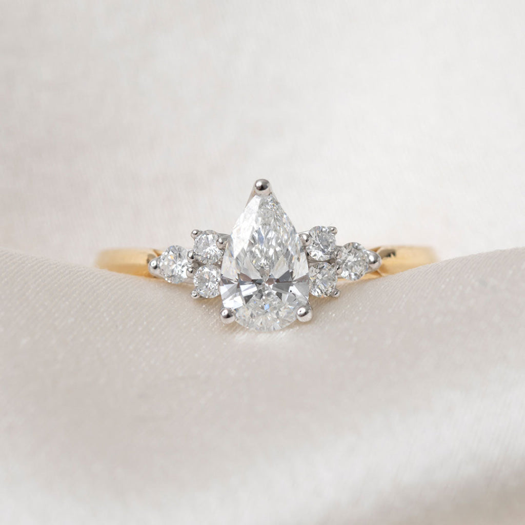 NYLA PEAR 0.90ct| 3 Stone Diamond Engagement Ring in 18ct
