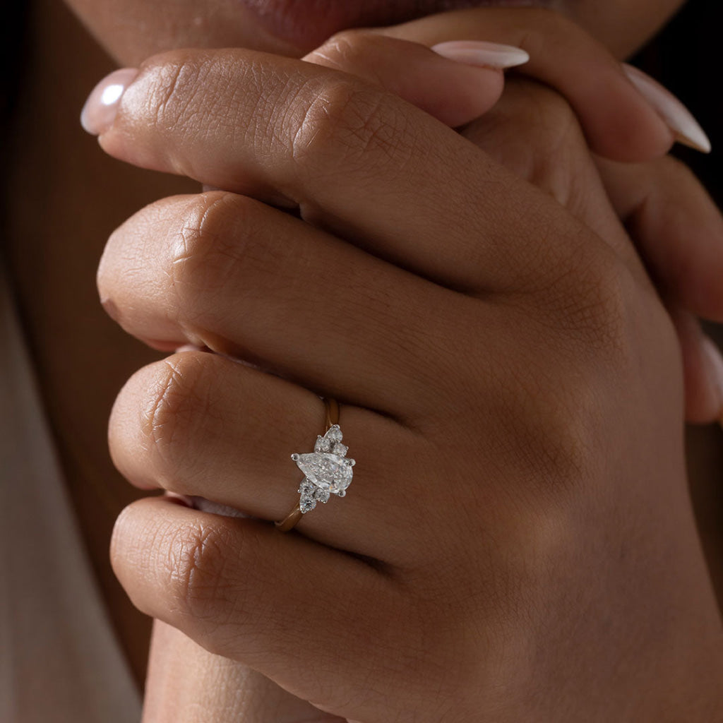 NYLA Pear 0.90ct | 3-Stone Natural Diamond Engagement Ring