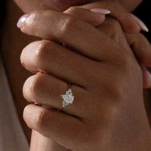 NYLA Pear 0.90ct |  3-Stone Natural Diamond Engagement Ring in 18ct Gold