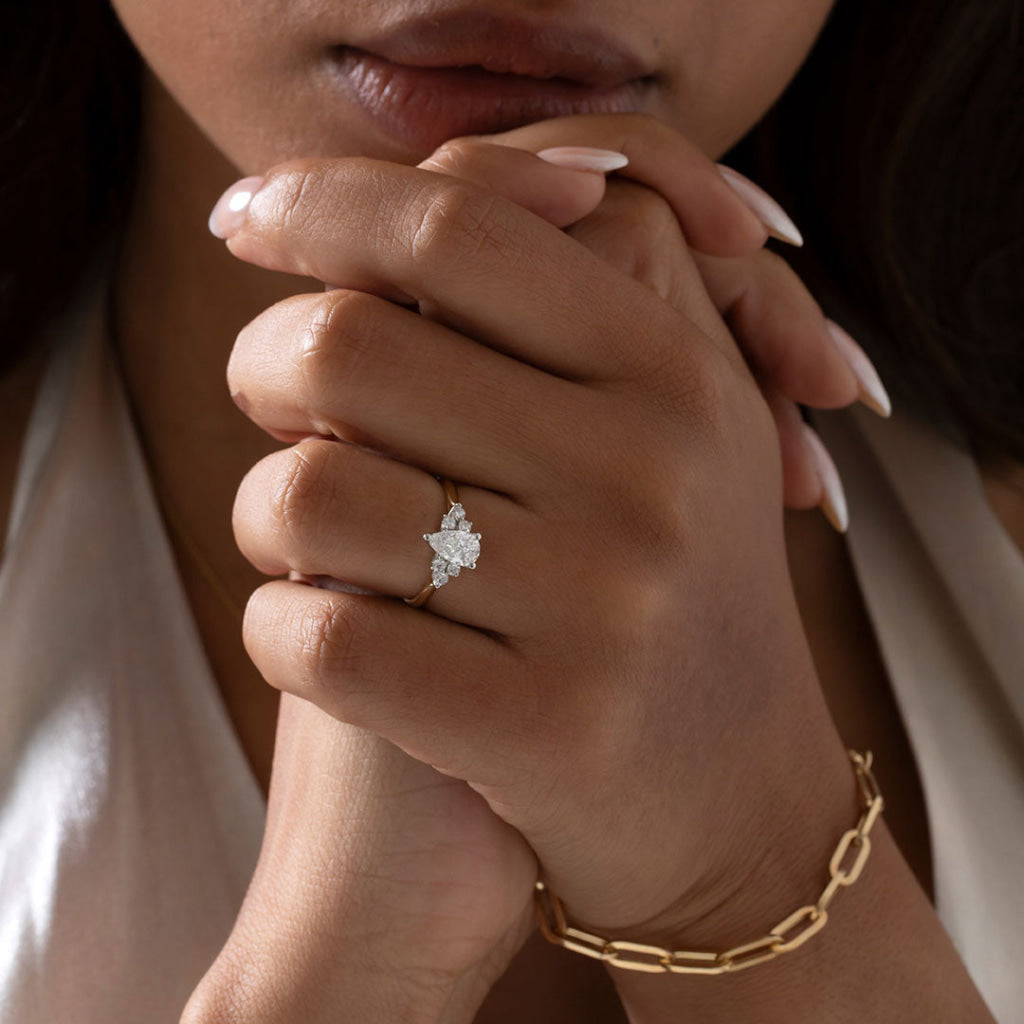 NYLA Pear 0.90ct | 3-Stone Natural Diamond Engagement Ring