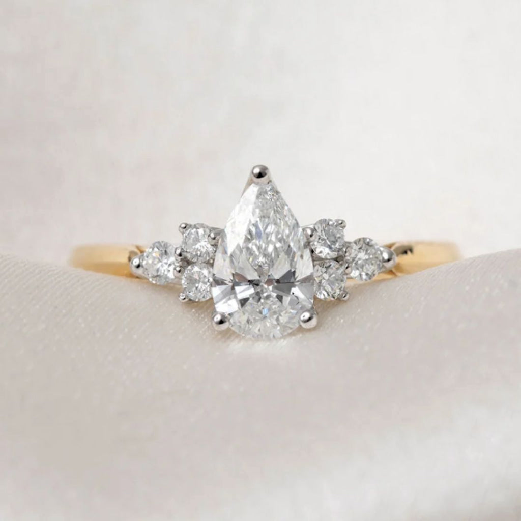 NYLA PEAR 0.90ct| 3 Stone Diamond Engagement Ring in 18ct