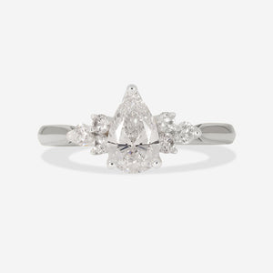 NYLA Pear 0.90ct | Oval 3-Stone Diamond Engagement Ring in Platinum