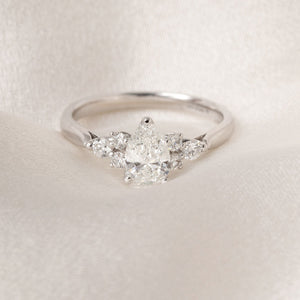 NYLA Pear 0.90ct | Oval 3-Stone Diamond Engagement Ring in Platinum