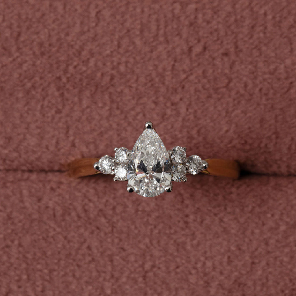NYLA PEAR | 3-Stone Diamond Engagement Ring in 18ct Gold