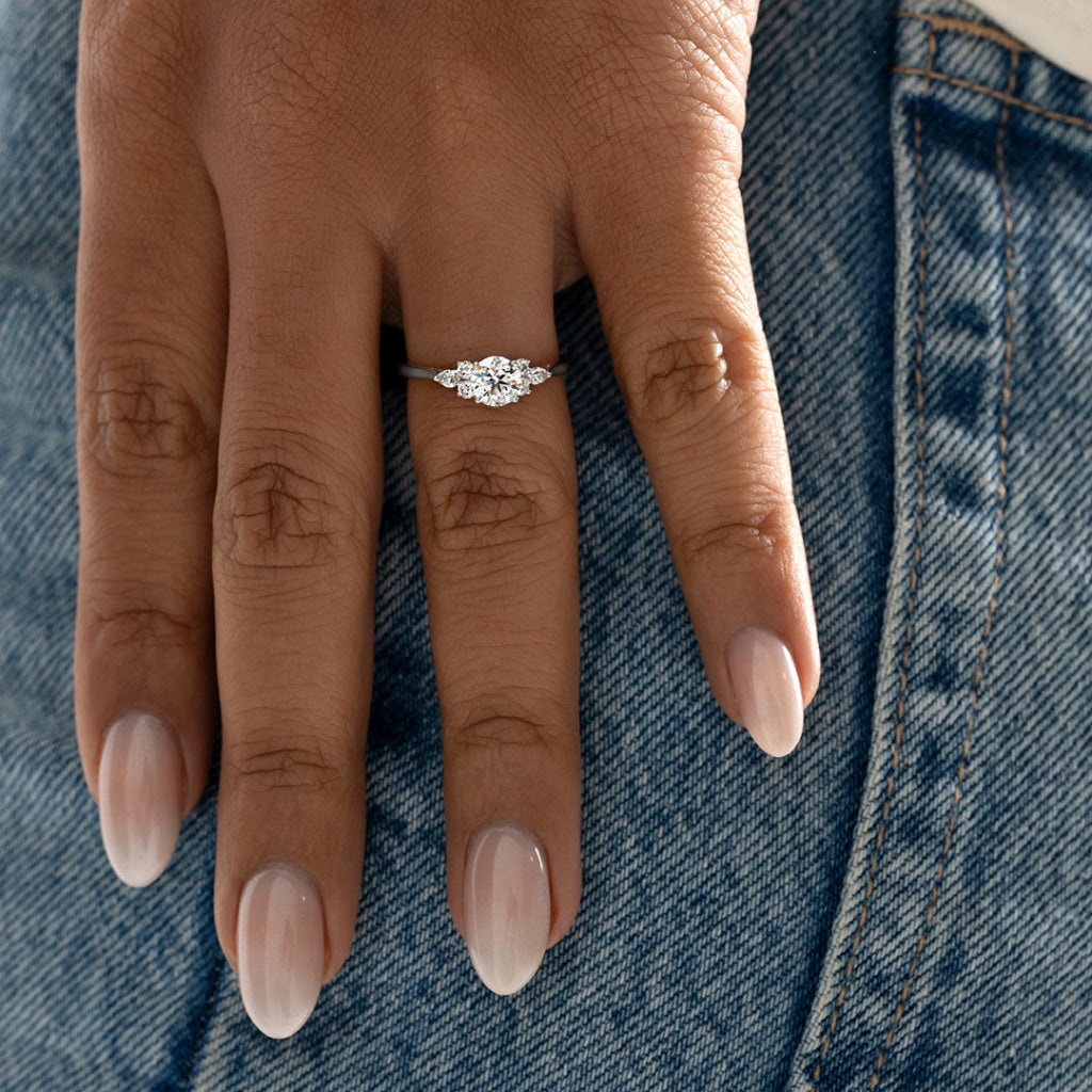 NYLA Round 0.90ct | 3-Stone Natural Diamond Engagement Ring in Platinum