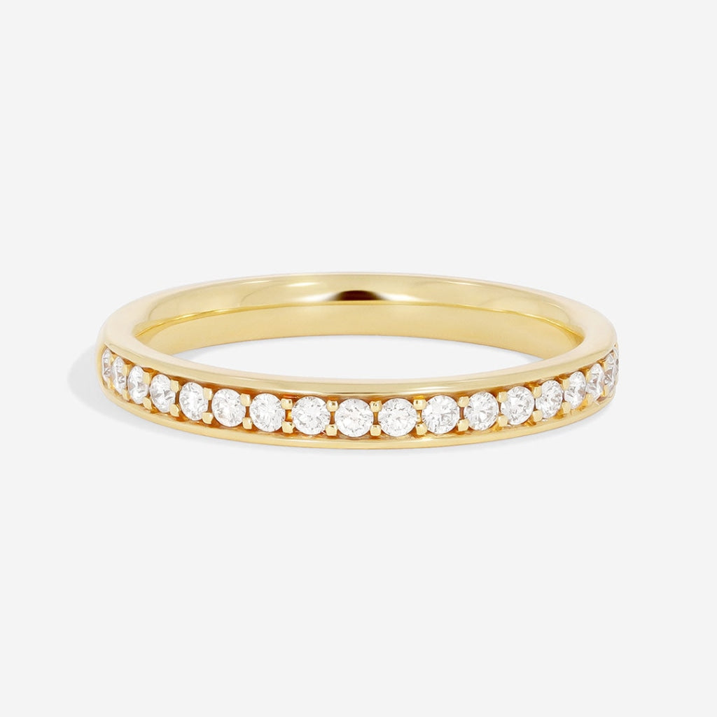 Half Set Pave Diamond Wedding Ring | 18ct Gold - Rings