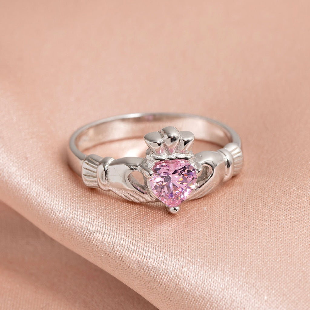 October Birthstone Claddagh Ring | Sterling Silver - Rings