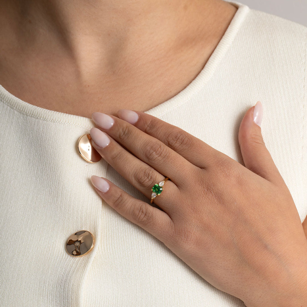 OLIVE | Tsavorite & Diamond Ring - Rings