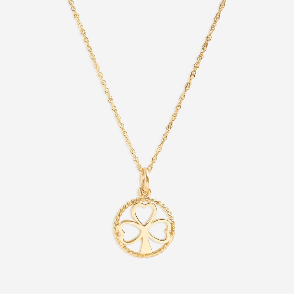 Open Shamrock Necklace | 10ct Gold