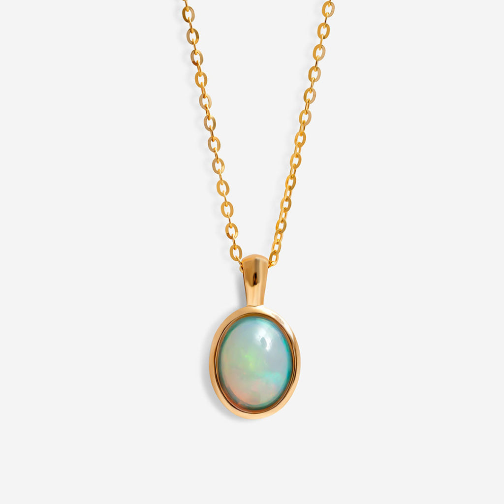 yellow gold opal necklace