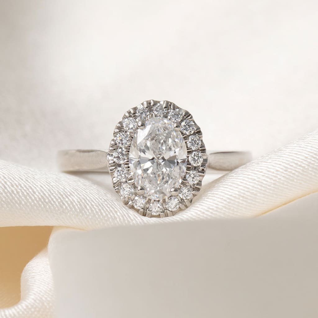 OTTILIE 1ct | Oval Halo Lab Grown Diamond Engagement Ring