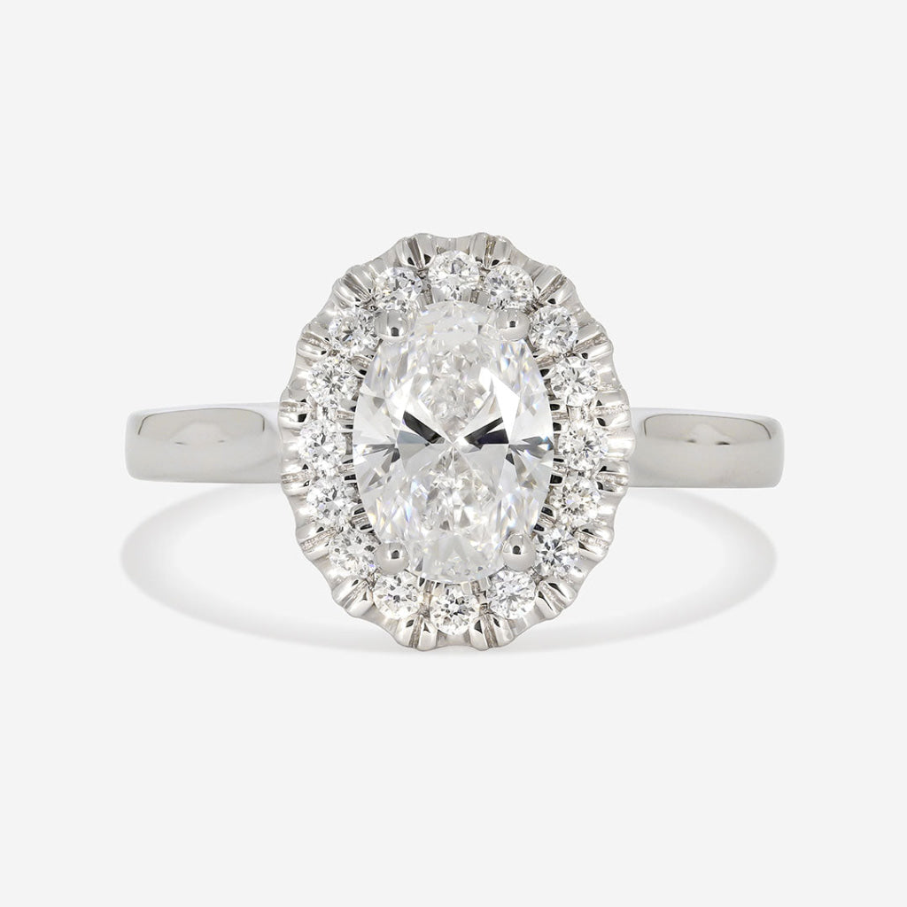 OTTILIE 1ct | Oval Halo Lab Grown Diamond Engagement Ring in Platinum