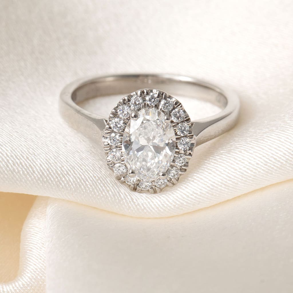 OTTILIE 1ct | Oval Halo Lab Grown Diamond Engagement Ring