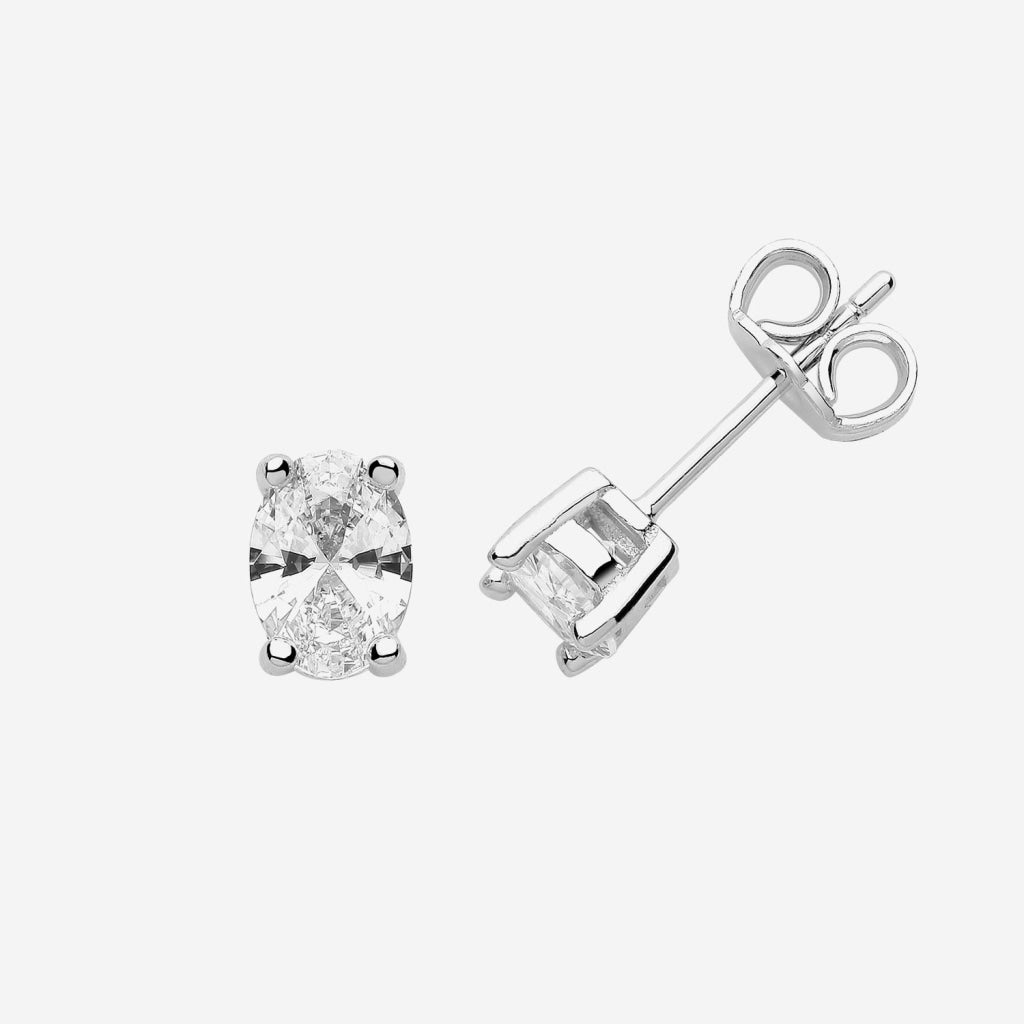 Oval Cut Cubic Zirconia Earrings | Sterling Silver