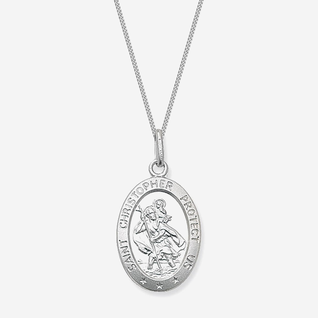 Oval St. Christopher Medal | Sterling Silver - Necklace