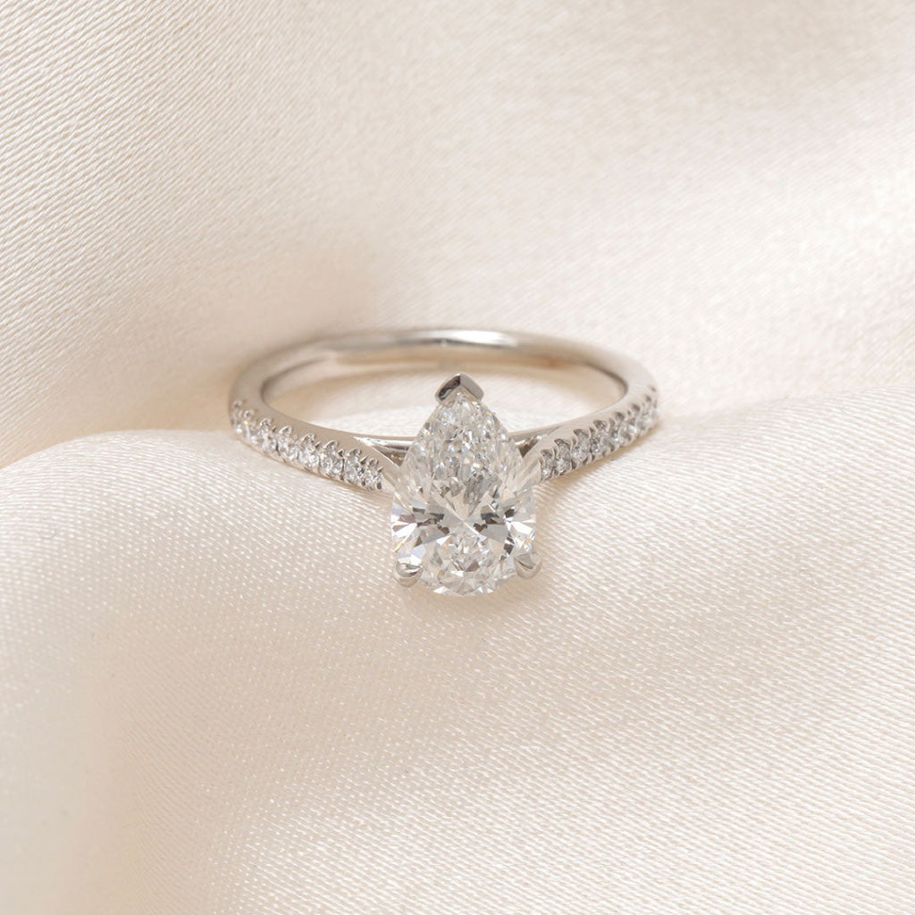 PAIGE | Pear Cut Lab Diamond Set in Platinum 2.00ct - Rings