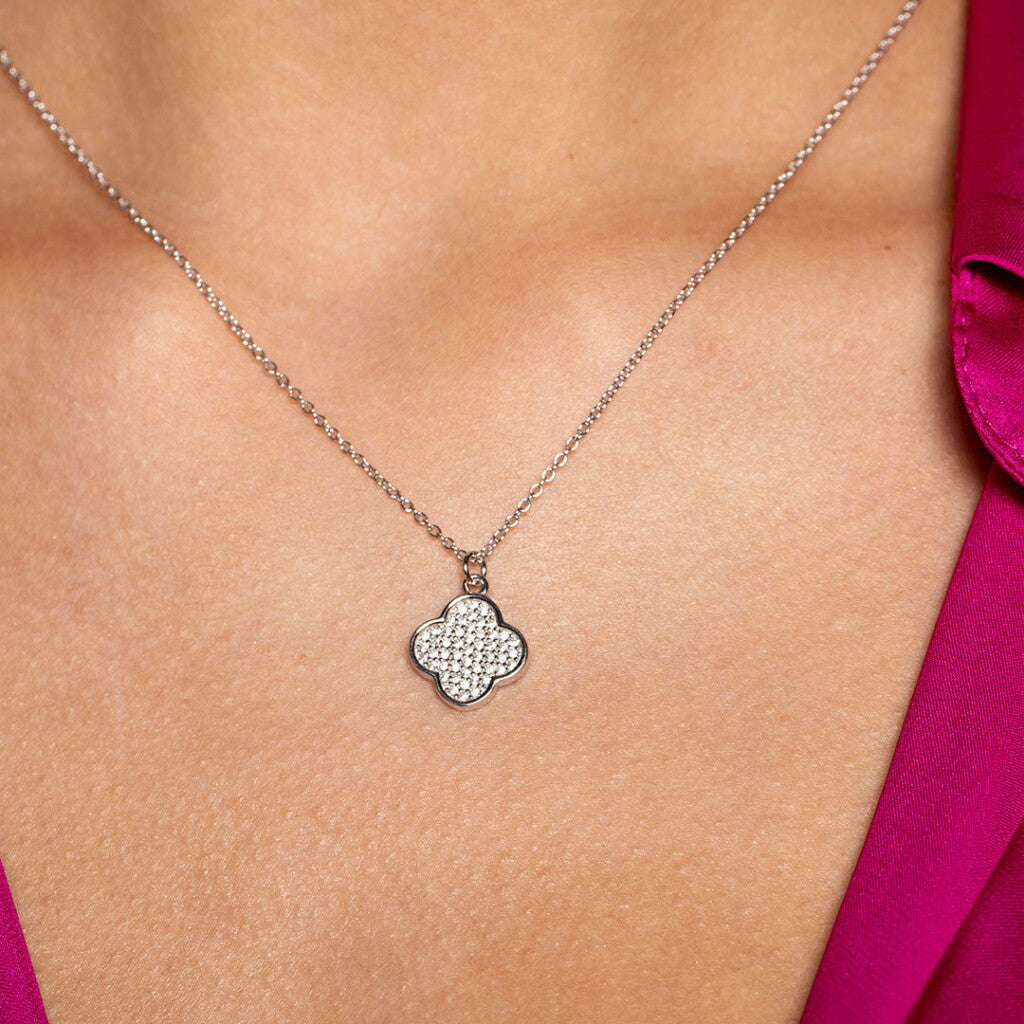 Palace Pave Cubic Zirconia Necklace Sterling Silver