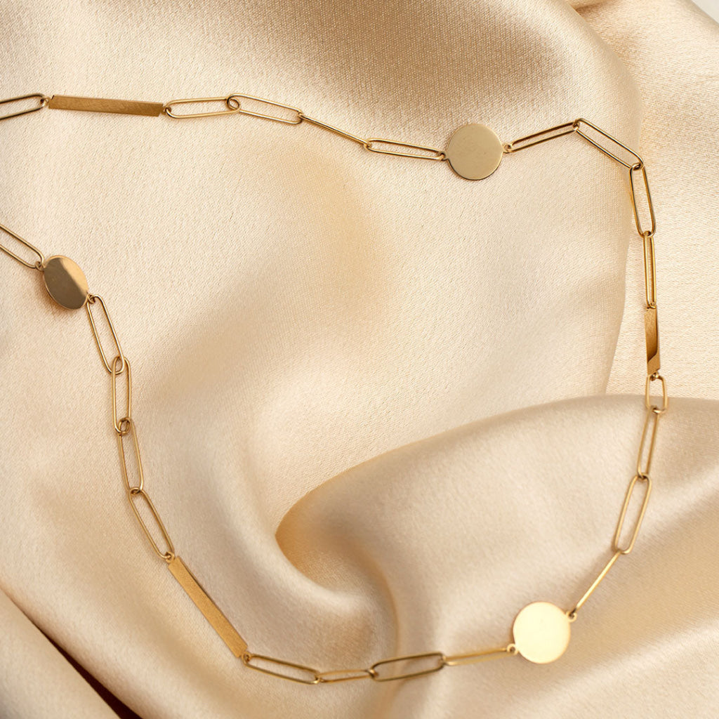 Paperlink disc and bar necklace