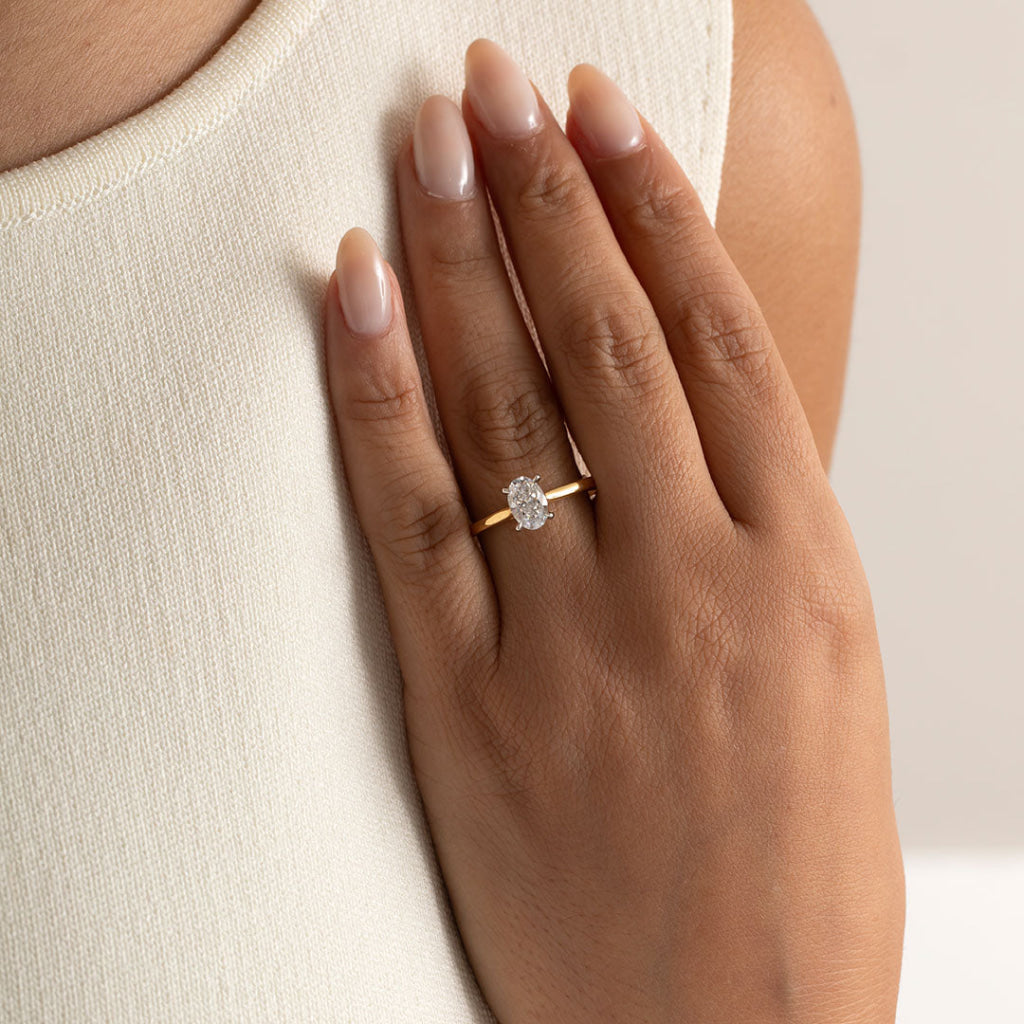 PARIS 0.75ct | Oval Solitaire Lab Grown Diamond Engagement Ring in 18ct Gold