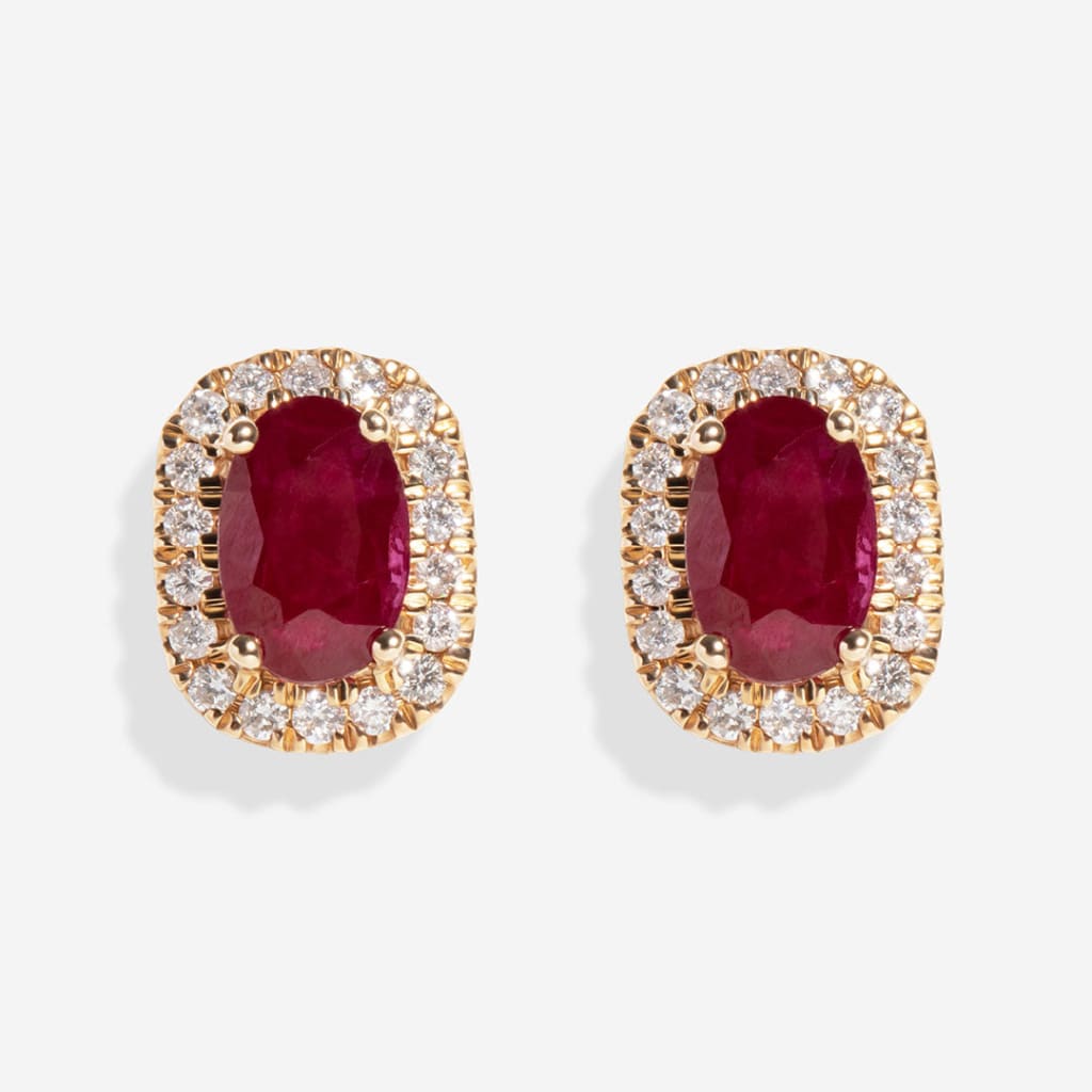 Passion | Ruby & Diamond Earrings in 9ct Gold