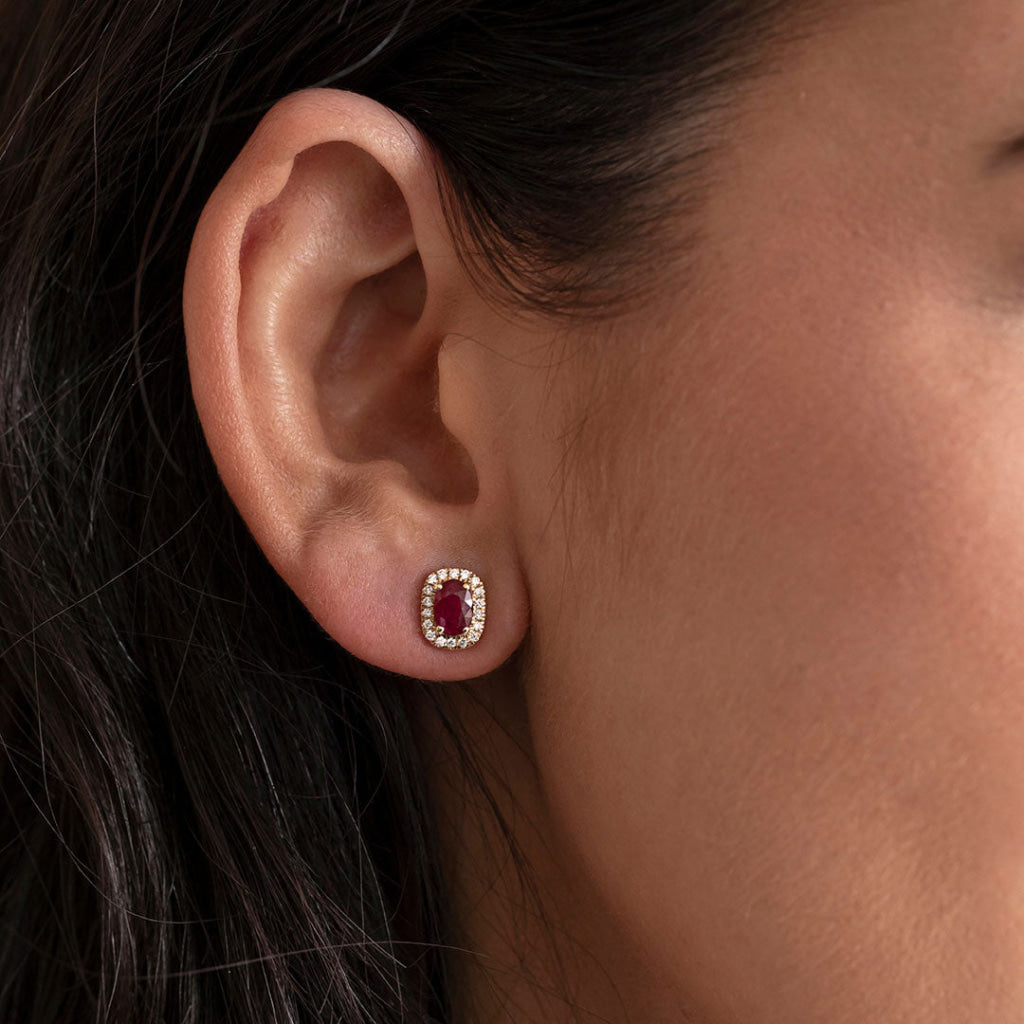 Passion | Ruby & Diamond Earrings in 9ct Gold - Earrings