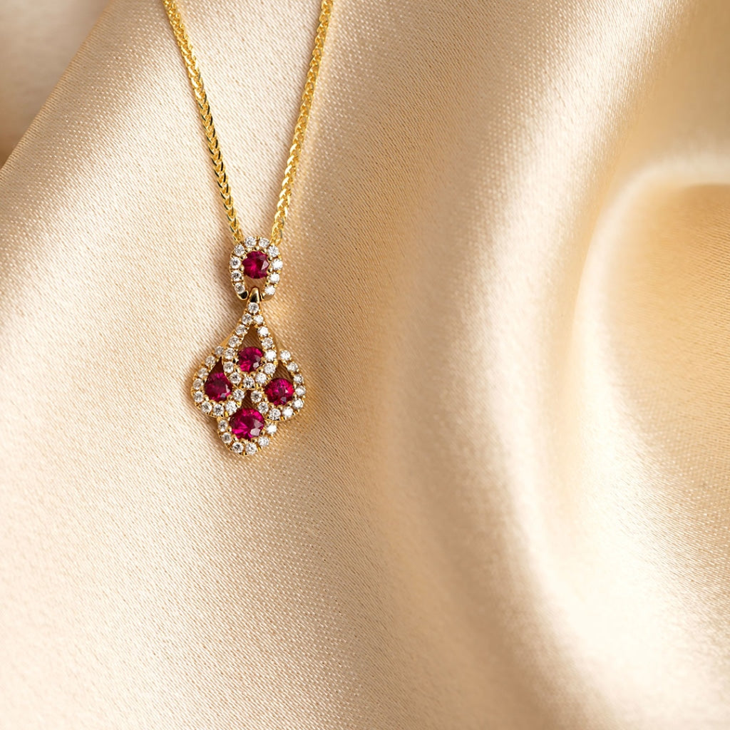 Peacock Ruby & Diamond Necklace - 18ct Gold