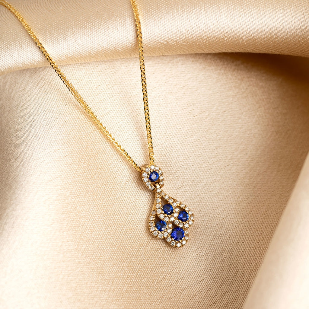 Peacock Sapphire & Diamond Necklace - Photo 1
