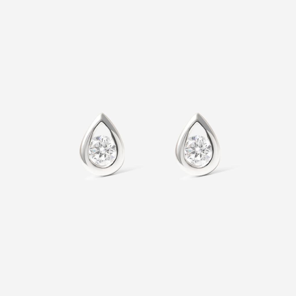 Pear Cut Rub Over Cubic Zirconia Earrings | 9ct Gold
