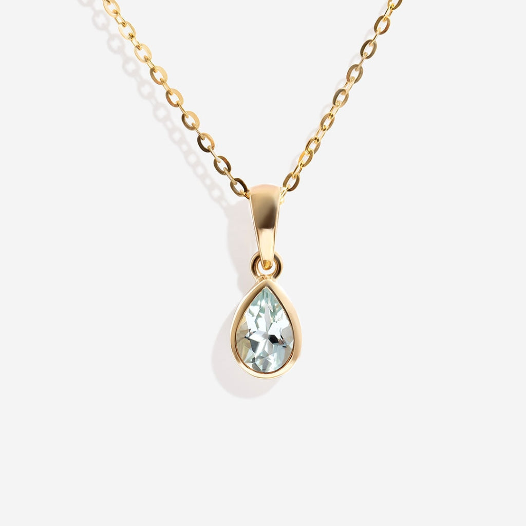 Pear Drop Aquamarine Necklace | 9ct Gold - Necklace