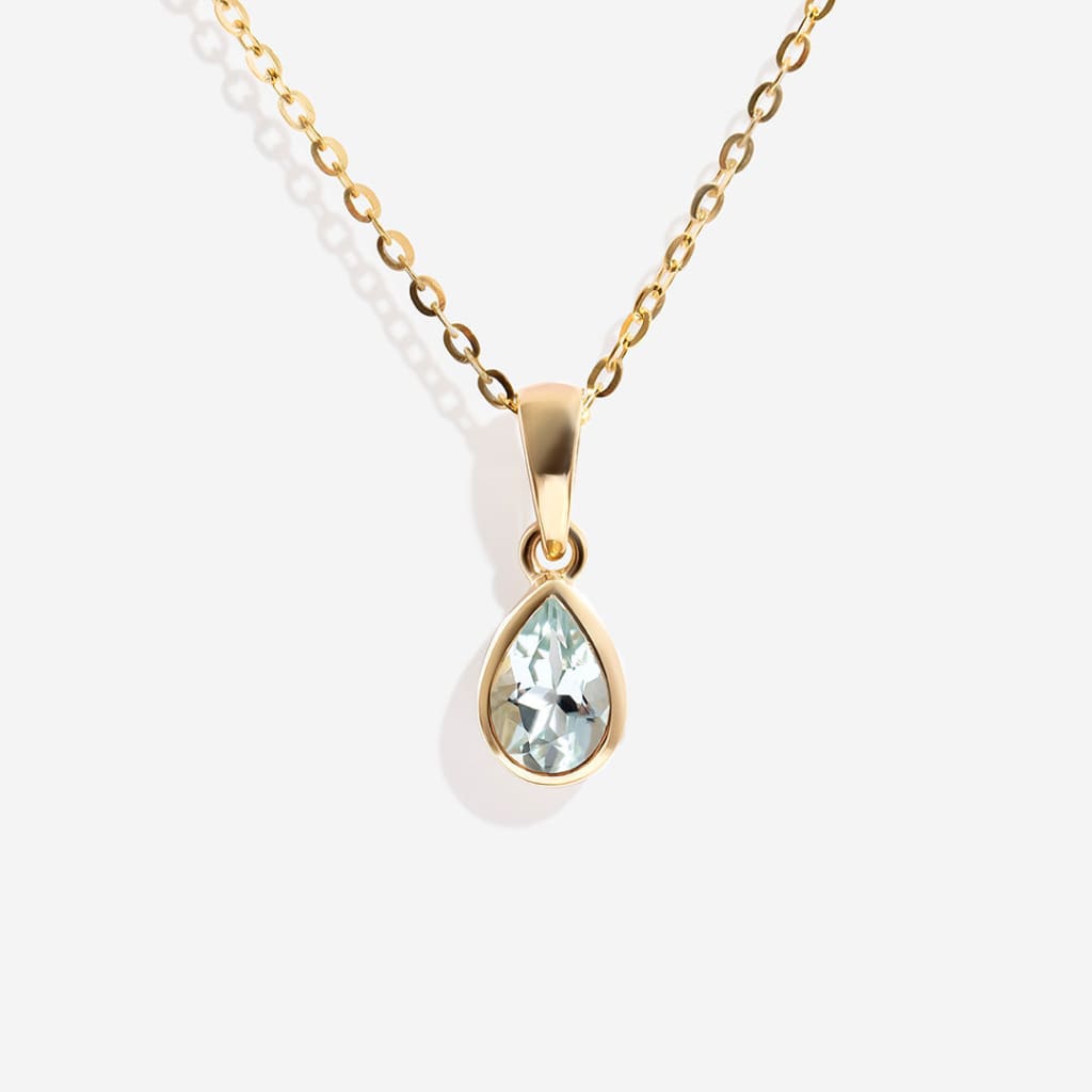 Pear Drop Aquamarine Necklace | 9ct Gold