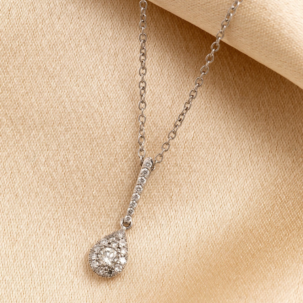 Pear Drop Diamond Necklace | 9ct White Gold new