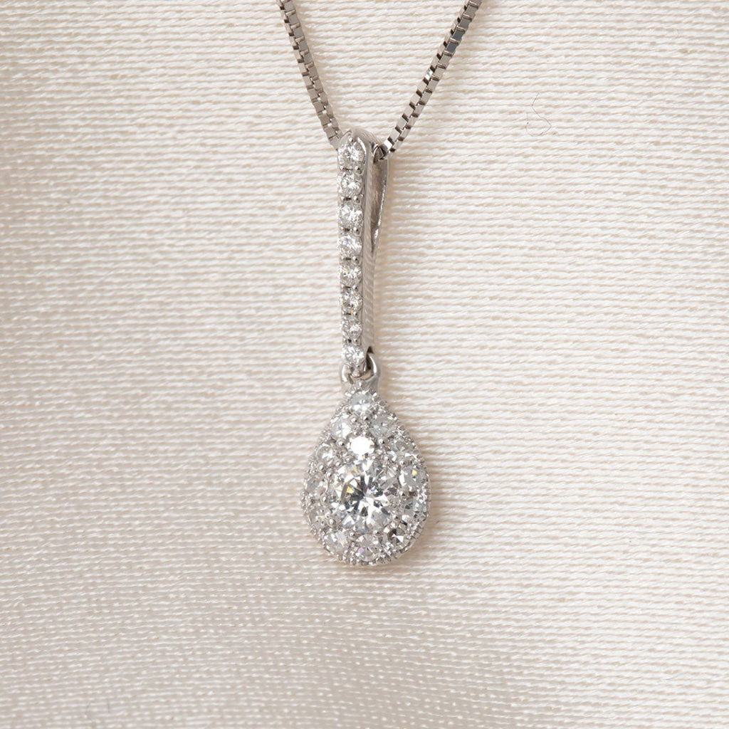 Pear Drop Diamond Necklace | 9ct White Gold - Necklace