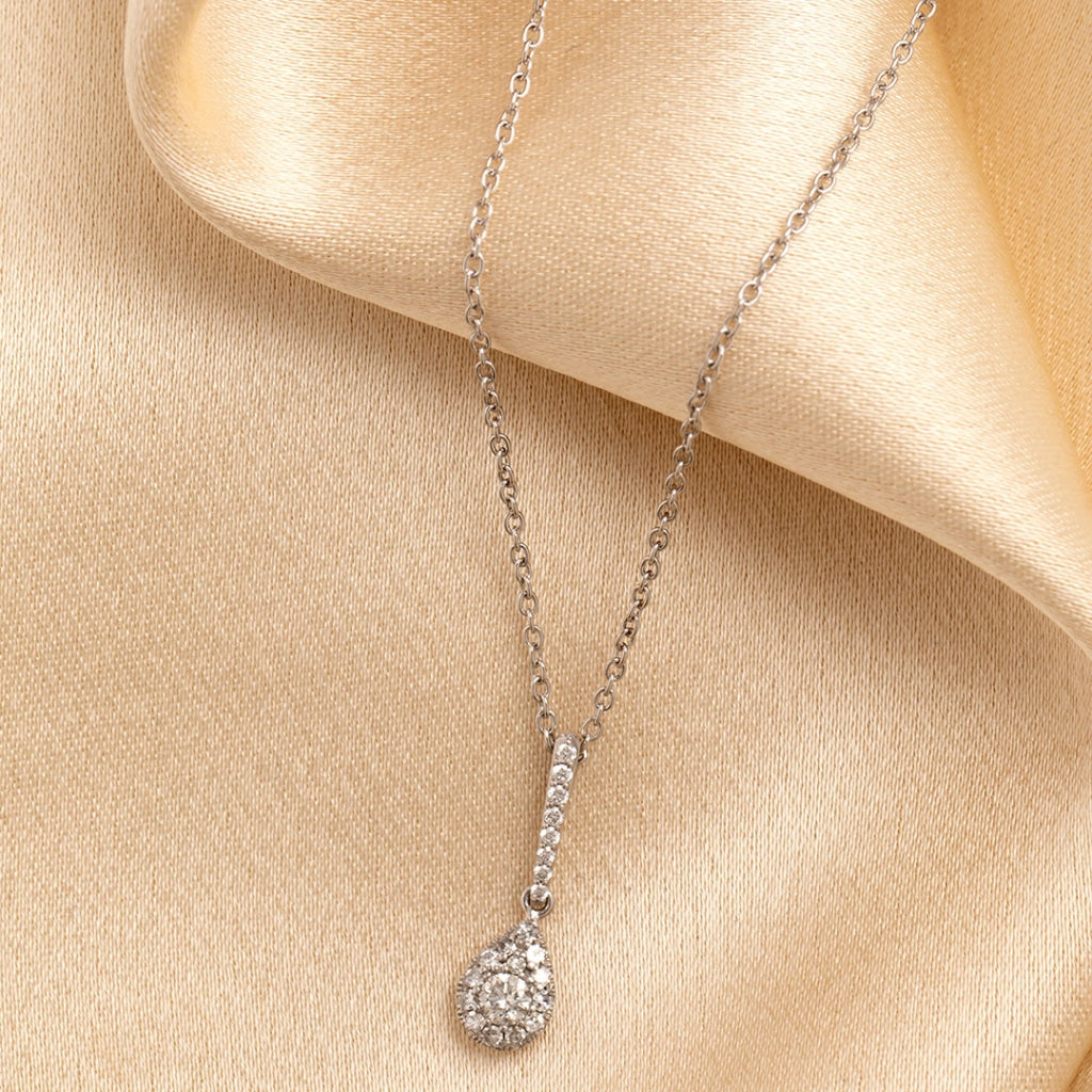 Pear Drop Diamond Necklace | 9ct White Gold