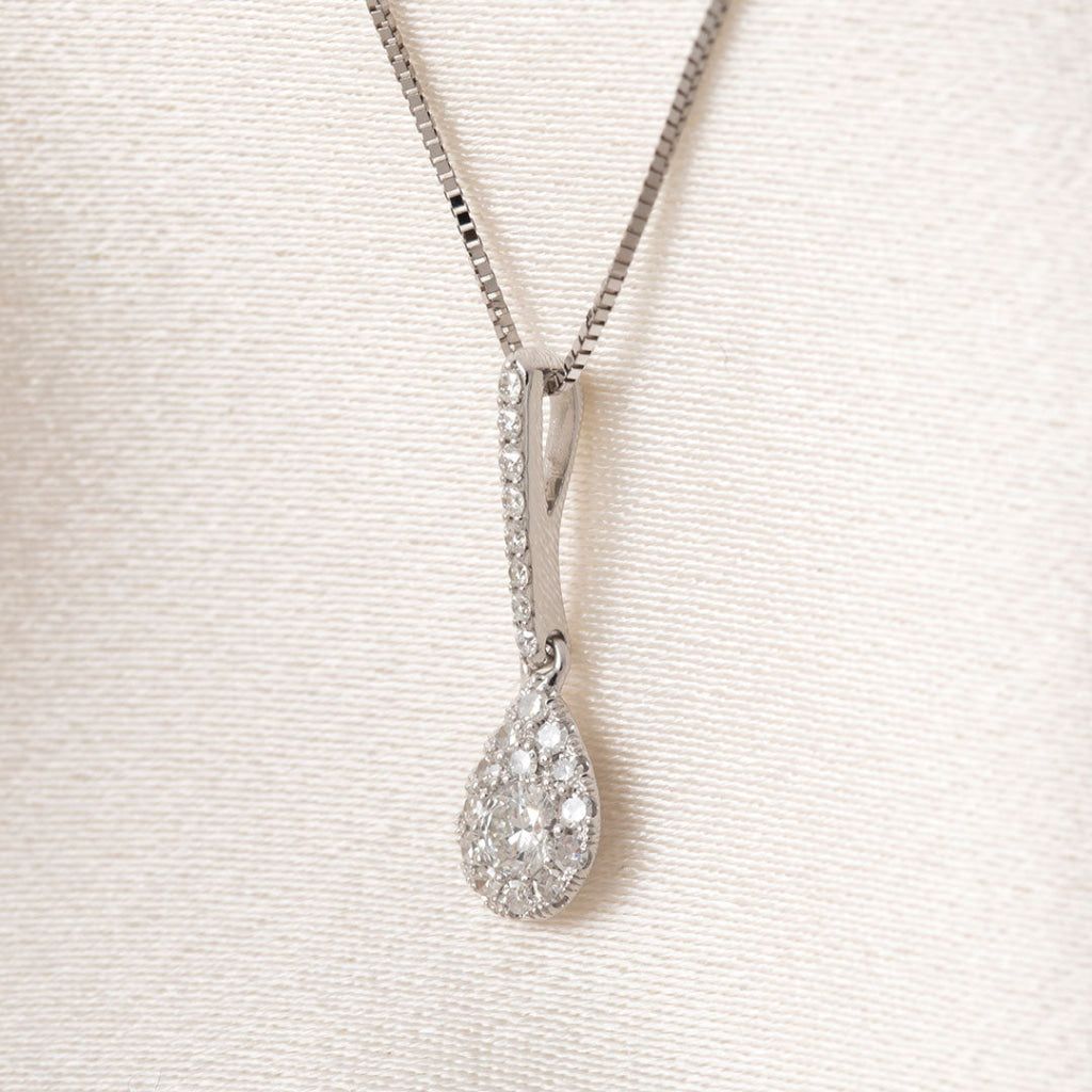 Pear Drop Diamond Necklace | 9ct White Gold - Necklace