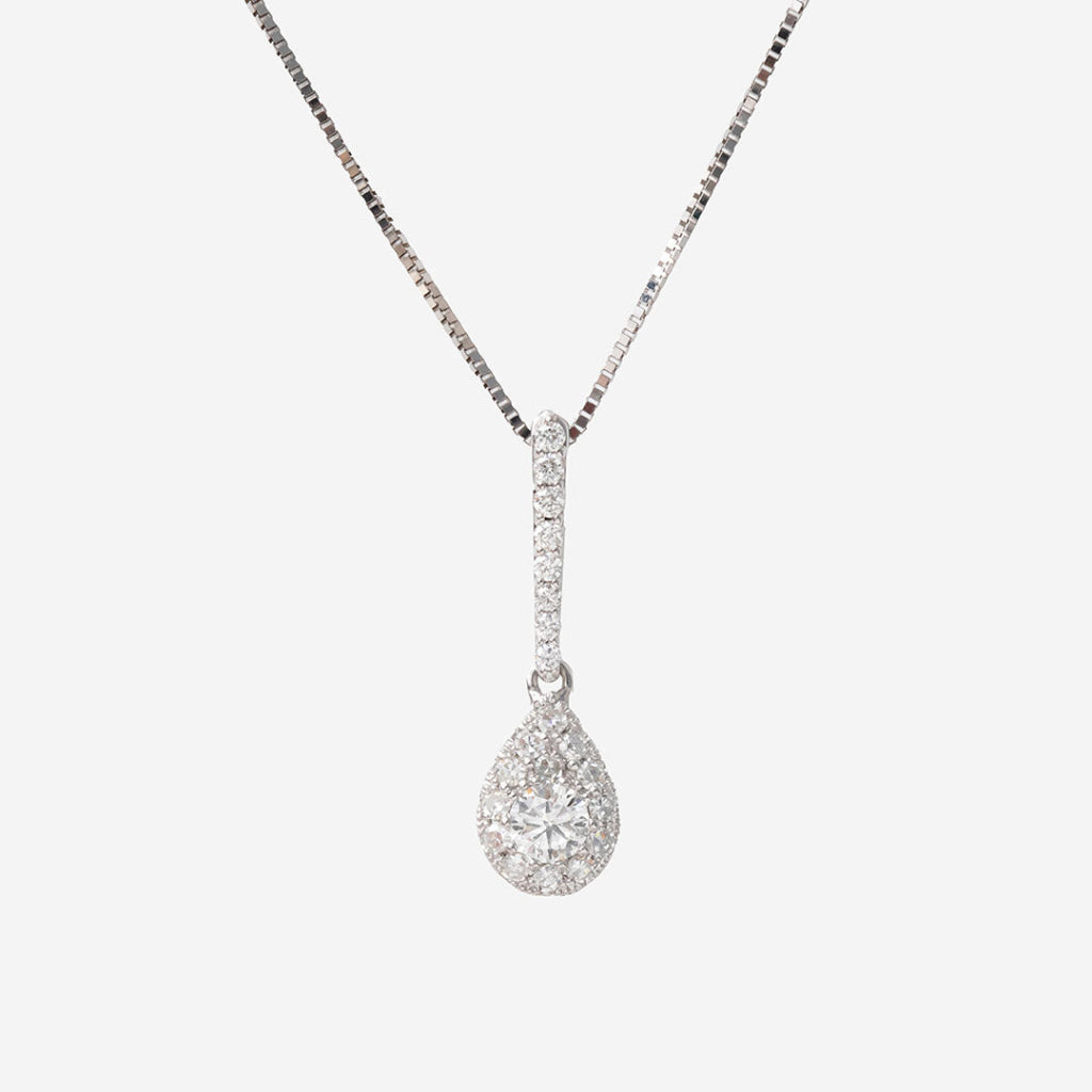 Pear Drop Diamond Necklace | 9ct White Gold - Necklace