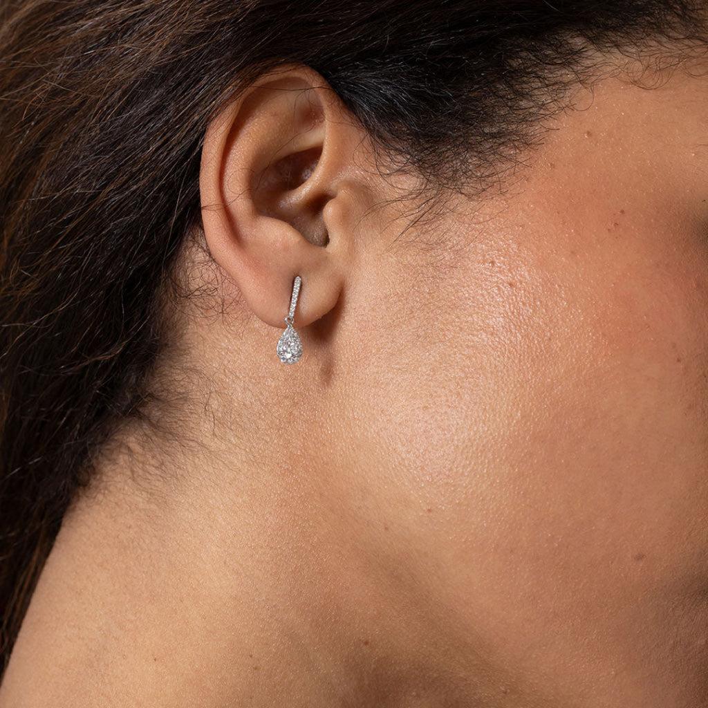 Pear Natural Diamond Earrings 0.54ct | 9ct White Gold