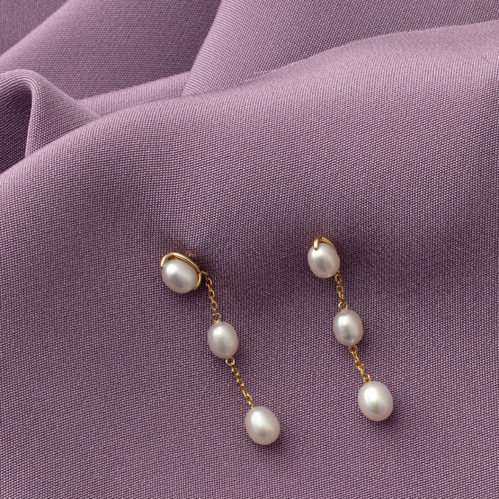 Pearls of Wisdom Drop Earrings - 9ct Gold